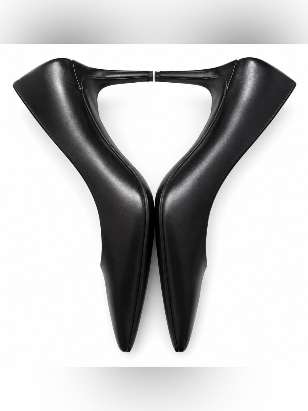 KELLY & KATIE KK-Misha Black Nappa PU Leather Pointed-Toe Stiletto Heels Pumps - Picture 3 of 14